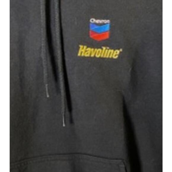 Vintage Y2K Chevron Havoline Black Pullover Hoodie Port & Company Men’s S - Picture 3 of 7